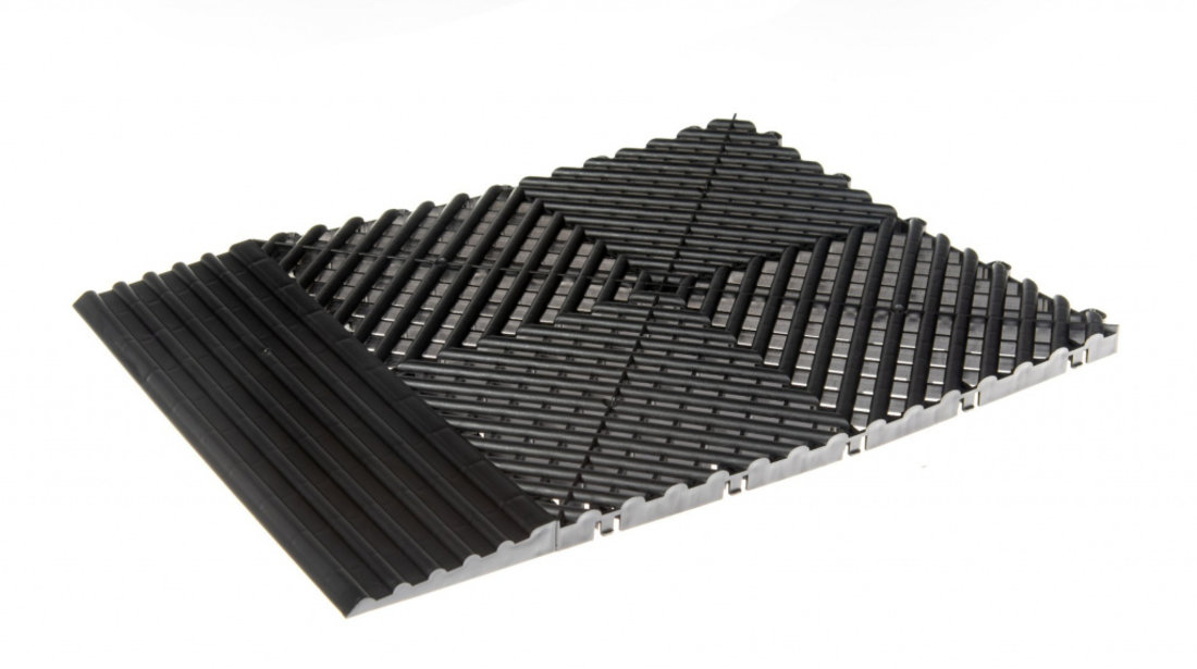 Modular "MAXTON Floor"- Edge Tile (Male Pegs) MXFL-EDGE-M-BLACK-1