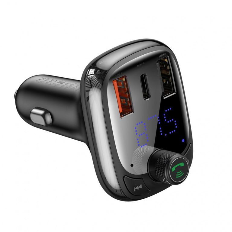 Modulator FM Baseus Încărcător Auto Bluetooth 5.0 PPS Încărcare Rapidă QC4.0 Livrare Energie USB Tip C / Micro SD 5A 36W Negru CCTM-B01