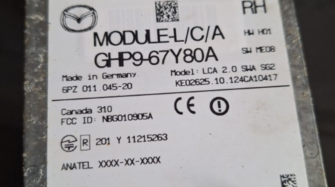 Module Side Assist cu cablaj ?i suporti GHP9-67T80A, GHP9-67T90A MAZDA 6 Break (GJ, GL) 2.0 (GJEFW) 146 cai