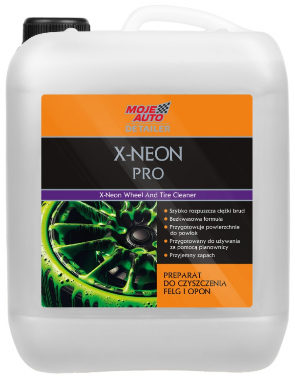 Moje Auto Detailer X-Neon Pro Solutie Curatat Jante Si Anvelope Cu Martor Neon 5L 19-677