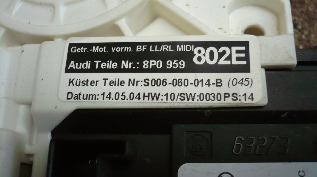 Motoras Geam  Electric Stanga  Audi A3 8P 2 usi  8p0959802E