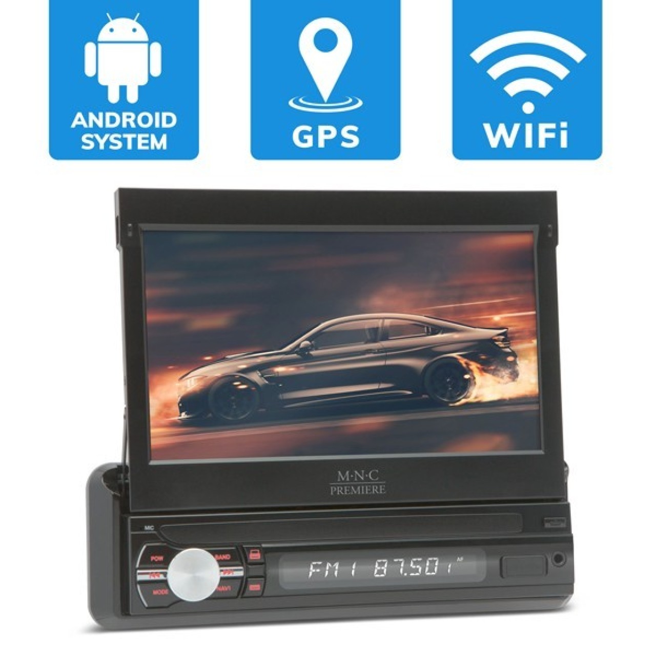 Navigatie GPS 1DIN Ecran Retractabil 7" Multimedia Player Auto, 4x45W,  Wi-Fi M.N.C Premiere 39719 #35675