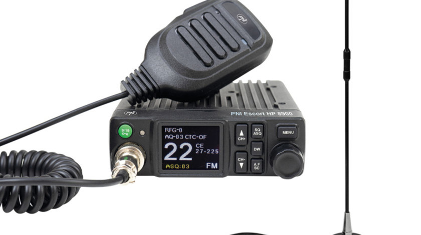 Pachet Statie radio CB PNI Escort HP 8900 ASQ, 12-24V + Antena CB PNI Extra 40 cu baza magnetica PNI-PACK103