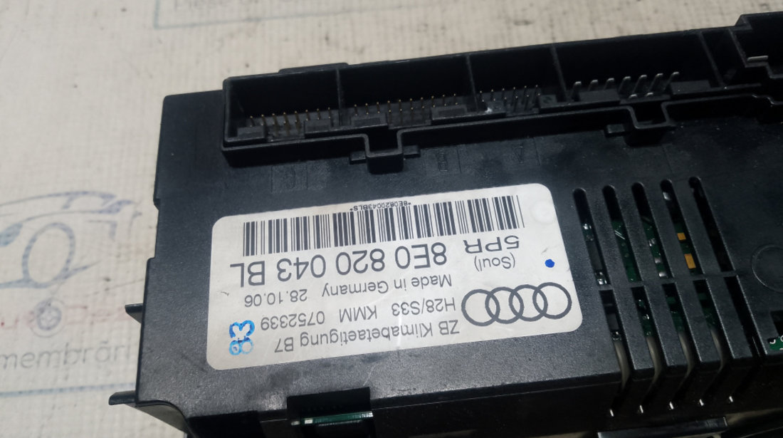 Panou comandă climă Audi A4 B7 2007, 8E0820043BL