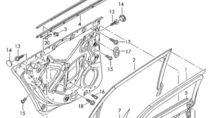 Perie crom geam dreapta spate 8E0853764B Audi A4 B6 Break 1.9 tdi 2002 AWX OEM 8E0853764B