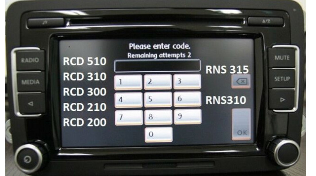 PIN Safe Decodare Radio VW RCD510 RCD310 RNS315 RNS310 MFD2 RNS300 #63889637
