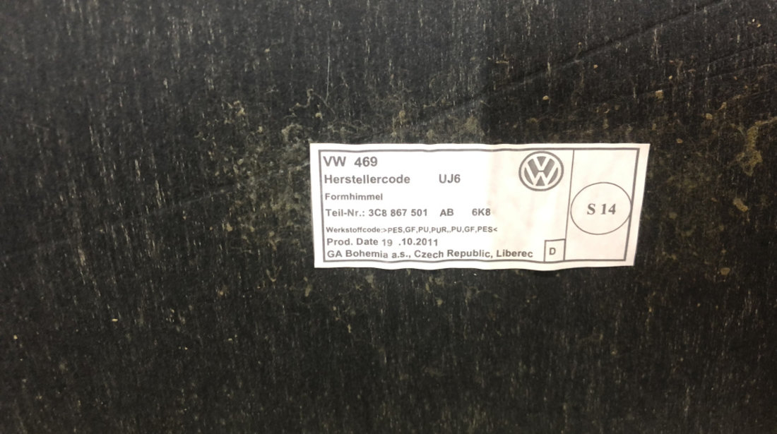 Plafon material Volkswagen Passat CC 2010, 3C8867501AB