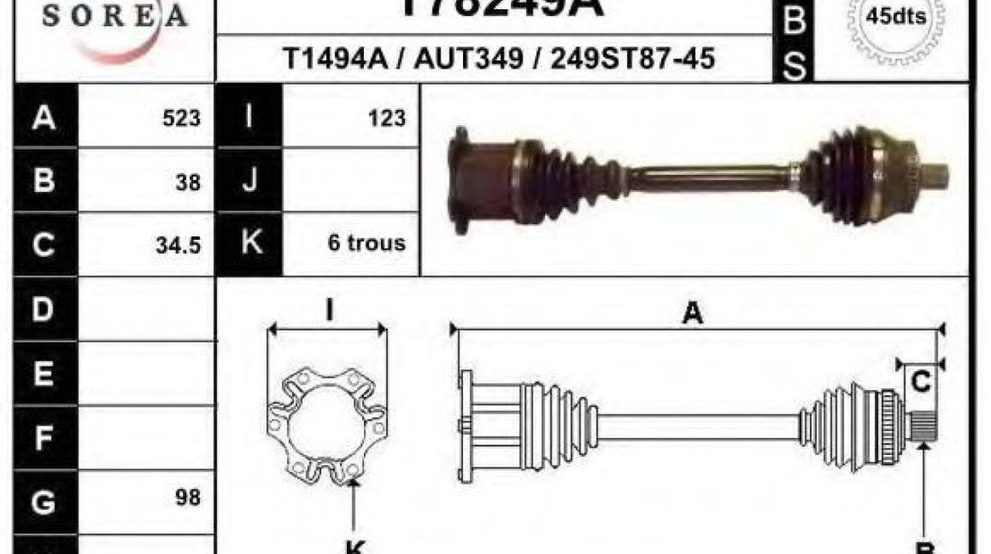 Planetara AUDI A4 Avant (8E5, B6) (2001 - 2004) EAI T78249A piesa NOUA