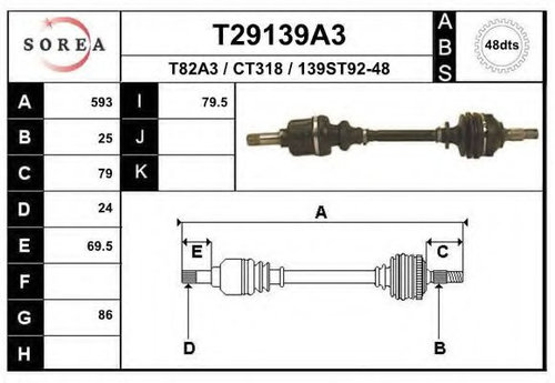 Planetara CITROEN XSARA (N1) (1997 - 2005) EAI T29139A3 piesa NOUA