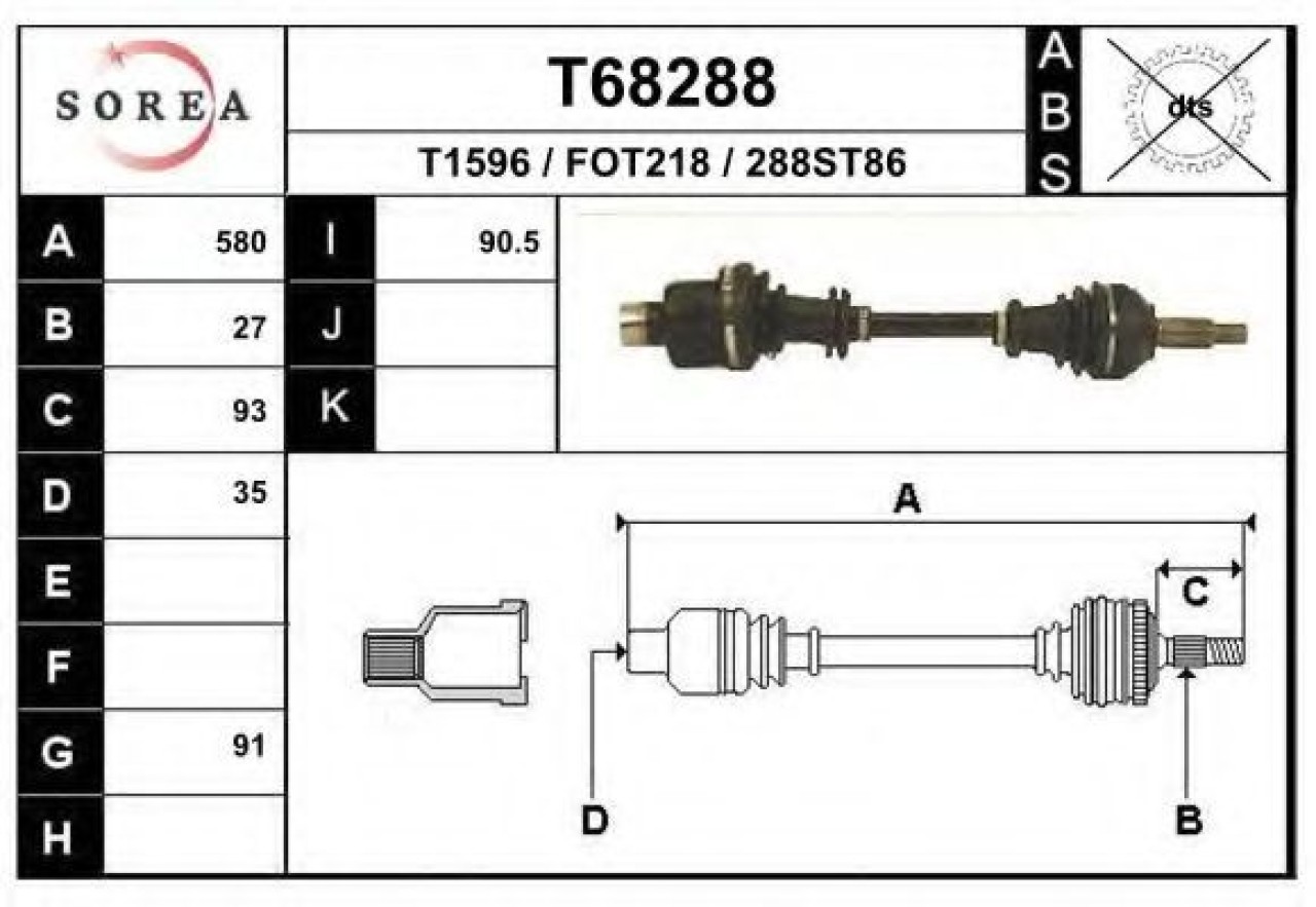 Planetara FORD MONDEO III Combi (BWY) (2000 - 2007) EAI T68288 piesa NOUA