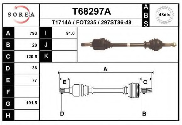 Planetara FORD TRANSIT bus (FD, FB, FS, FZ, FC) (2000 - 2006) EAI T68297A piesa NOUA