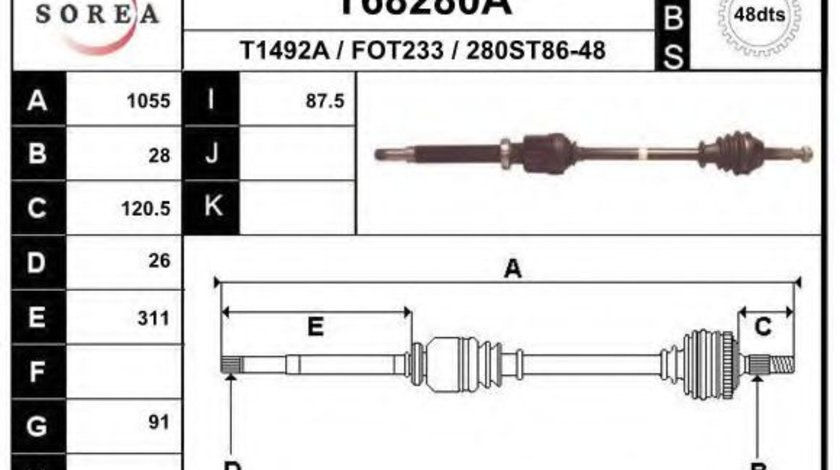 Planetara FORD TRANSIT platou / sasiu (FM, FN) (2000 - 2006) EAI T68280A piesa NOUA