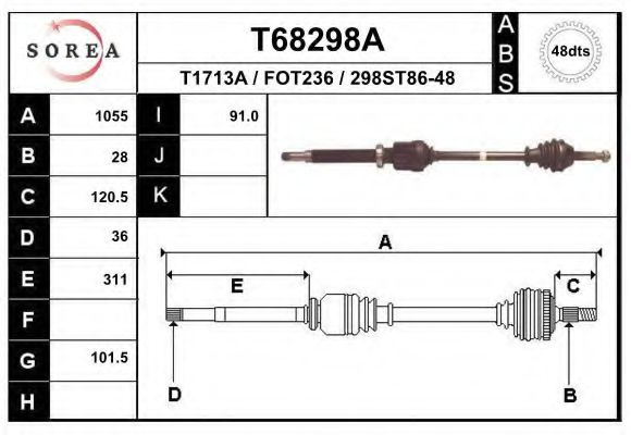 Planetara FORD TRANSIT platou / sasiu (FM, FN) (2000 - 2006) EAI T68298A piesa NOUA