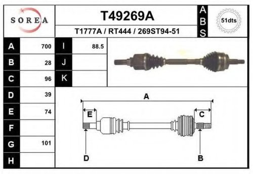 Planetara NISSAN INTERSTAR bus (X70) (2002 - 2016) EAI T49269A piesa NOUA