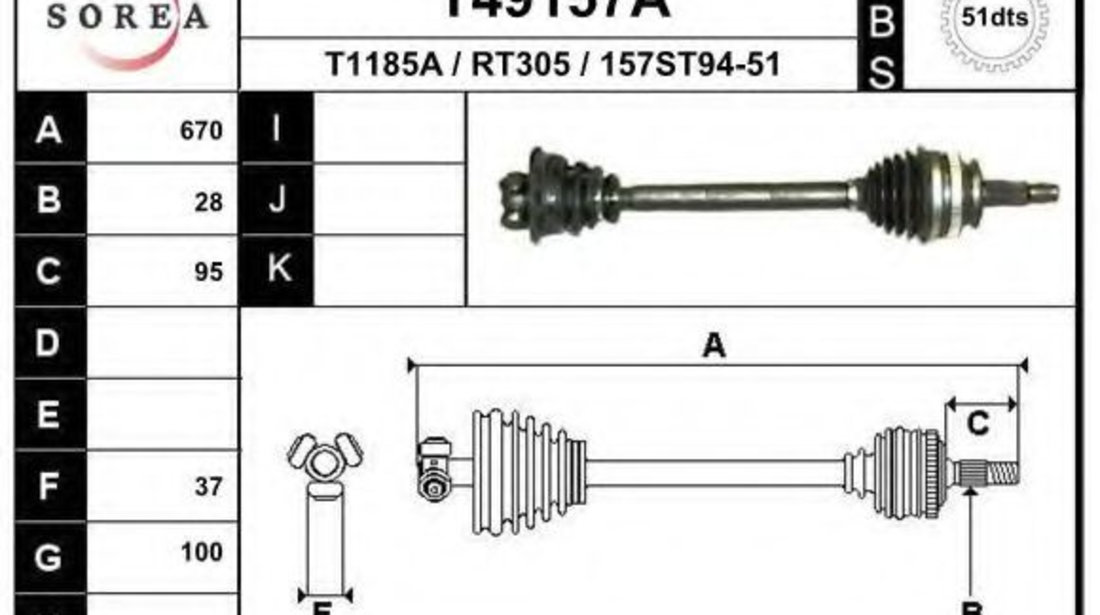 Planetara OPEL MOVANO platou / sasiu (U9, E9) (1998 - 2010) EAI T49157A piesa NOUA