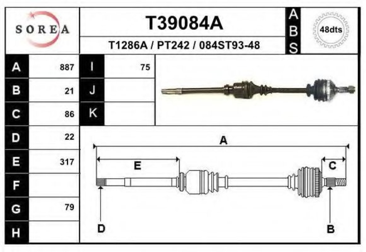 Planetara PEUGEOT 206+ (T3E) (2009 - 2016) EAI T39084A piesa NOUA