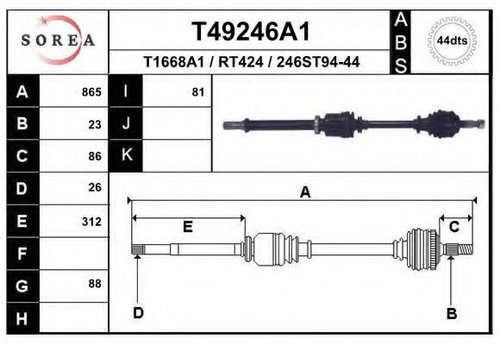 Planetara RENAULT KANGOO Express (FC0/1) (1997 - 2007) EAI T49246A1 piesa NOUA