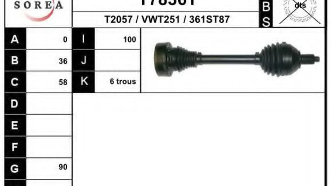 Planetara SEAT IBIZA V (6J5, 6P1) (2008 - 2016) EAI T78361 piesa NOUA