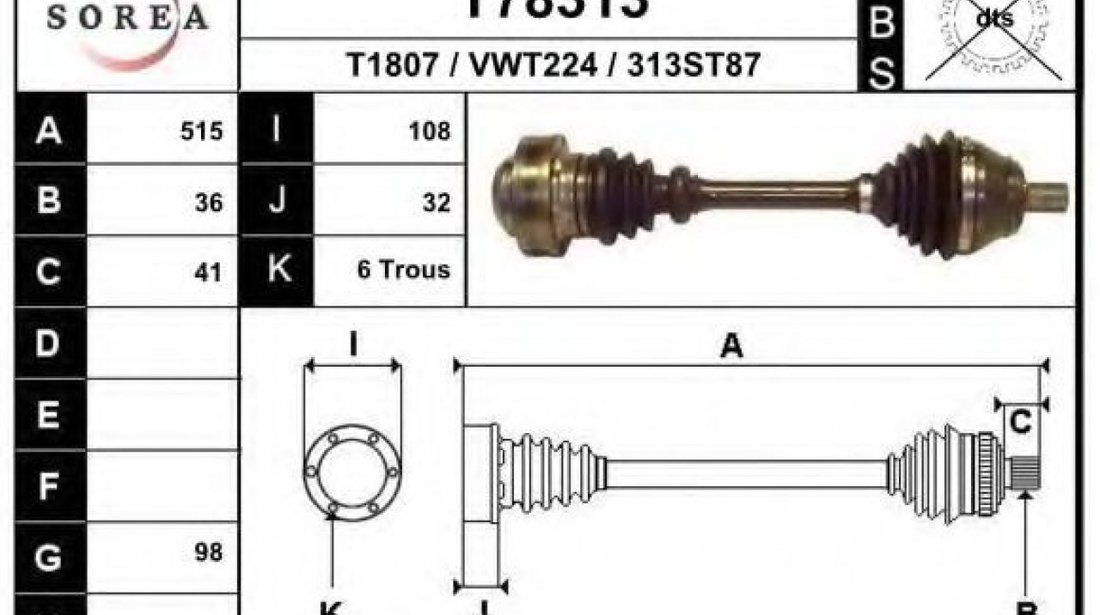 Planetara VW CADDY III Caroserie (2KA, 2KH, 2CA, 2CH) (2004 - 2016) EAI T78313 piesa NOUA