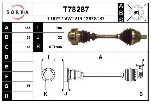 Planetara VW GOLF VI (5K1) (2008 - 2013) EAI T78287 piesa NOUA