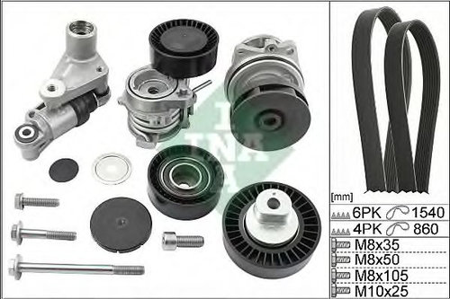 Pompa apa + Set curea transmisie cu caneluri BMW Seria 3 Compact (E46) (2001 - 2005) INA 529 0053 30...