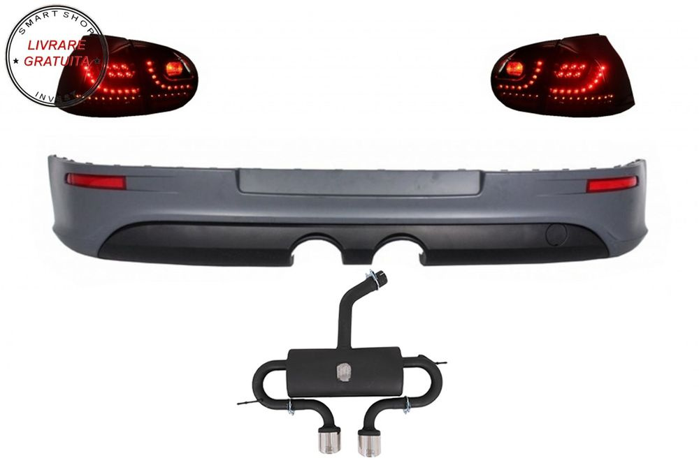 Prelungire Bara Spate cu Sistem de evacuare si Stopuri LED VW Golf 5 V (2003-2007)- livrare gratuita