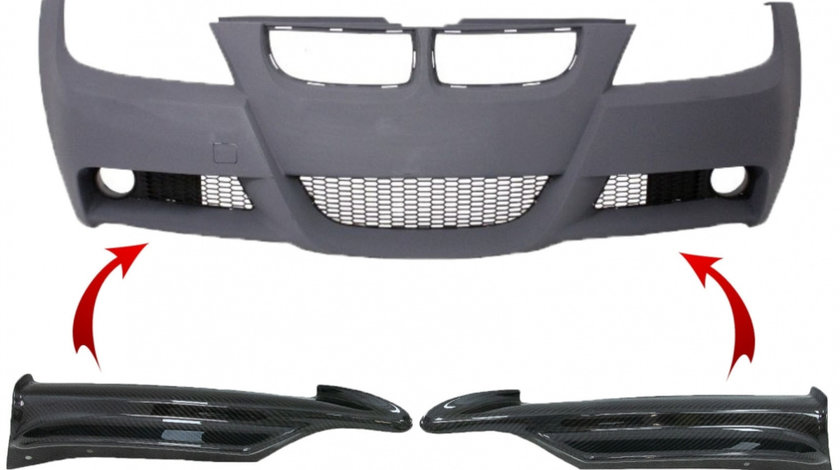 Prelungiri Carbon compatibil cu BMW 3 Series E90 E91 Sedan Touring (2005-2008) pentru Bara Fata M-tech 2643CF