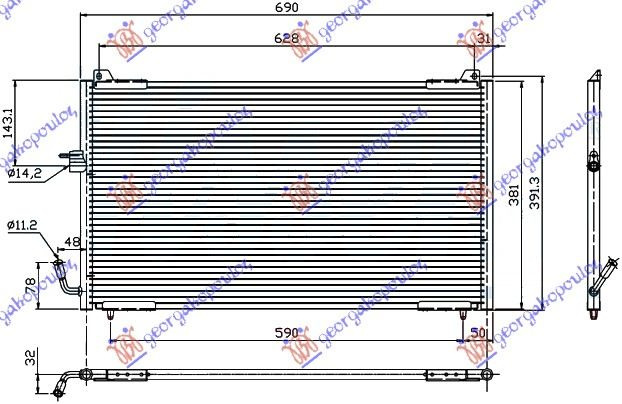 Radiator Ac/ 99- Petr/Ds (65x38) - Peugeot 406 Sdn 1996 , 6455y1