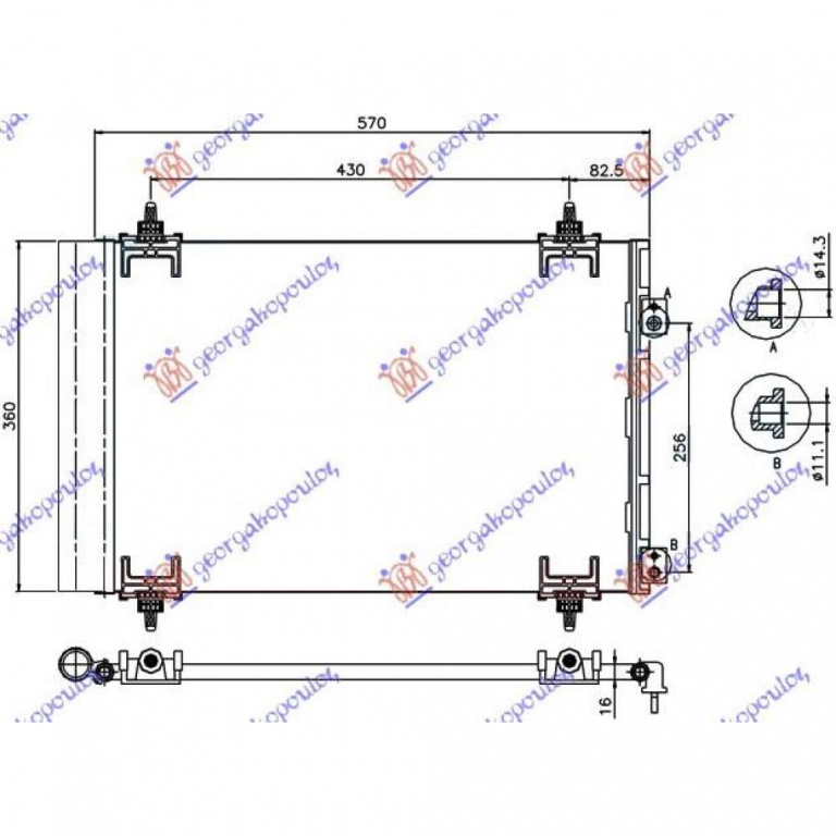 Radiator Ac/ Bz/Ds (53 5x36x1 2) - Citroen Ds4 2011 , 6455gh