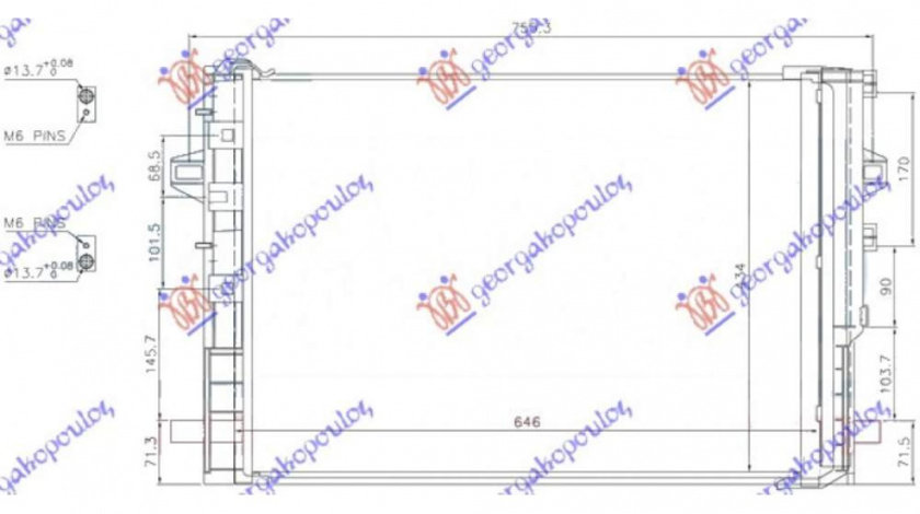 Radiator Ac/ -Diesel (61x45 8) - Mercedes B Class (W246)2011 2012 , A2465000454