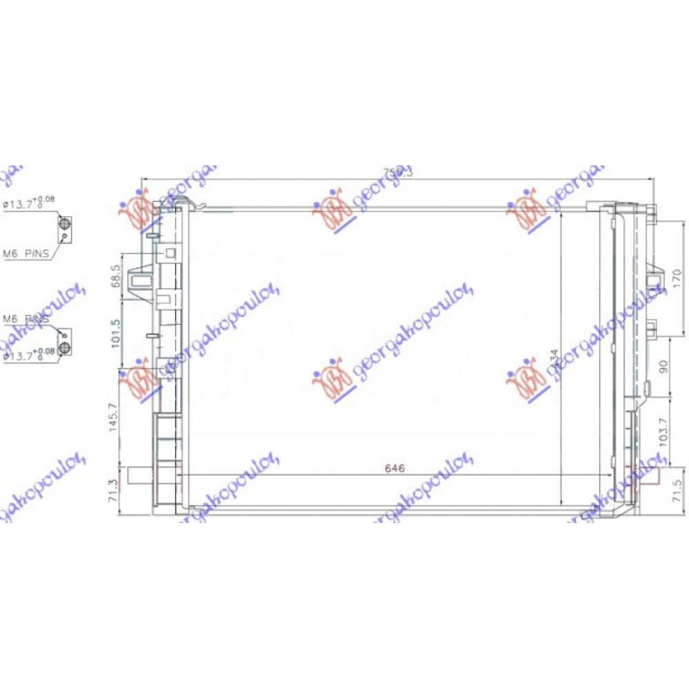 Radiator Ac/ -Diesel (61x45 8) - Mercedes Cla (117) 2016 , A2465000454