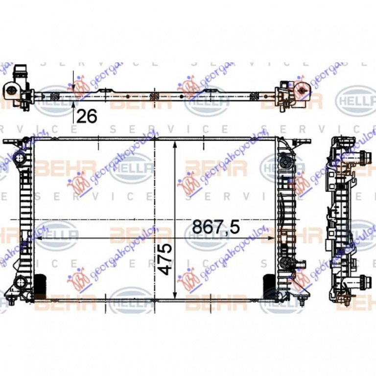 Radiator Apa - Porsche Cayenne 2003 , 7l6121253a