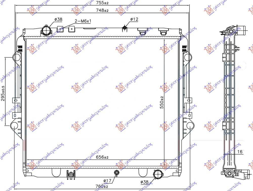 Radiator Apa - Toyota Hilux- 2 Usi/4usi 2015 , 164000l431