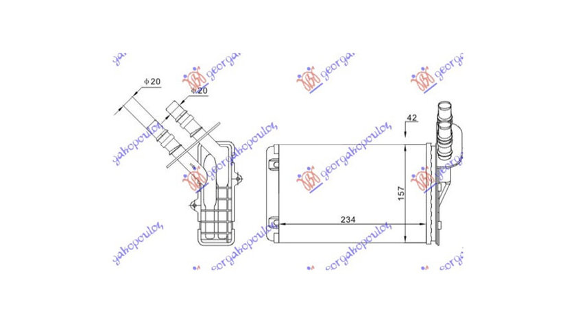 Radiator Calorifer caldura Renault Thalia 2001- NOU 7701044790 7701045552 +/-AC (234x157)