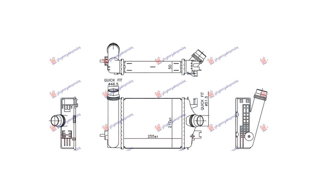 Radiator intercooler Mitsubishi Colt 1.0 2023- NOU 144966668R (255x217x50)