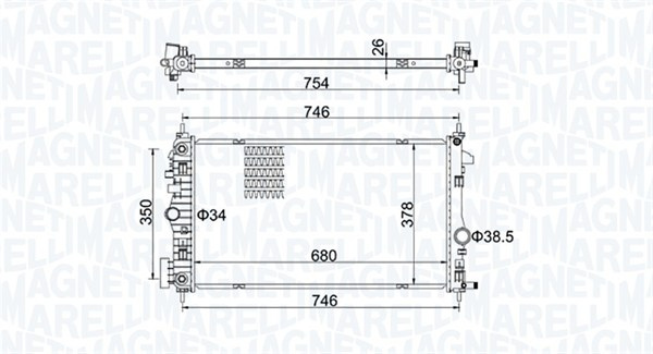 Radiator, racire motor (350213152300 MAGNETI MARELLI) CHEVROLET,OPEL,VAUXHALL