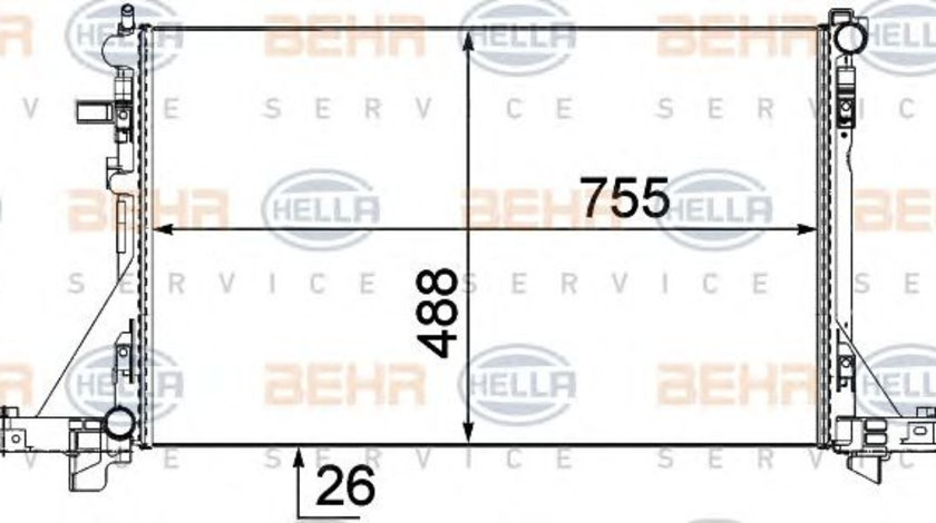 Radiator, racire motor (8MK376737104 HELLA) NISSAN,OPEL,RENAULT,VAUXHALL