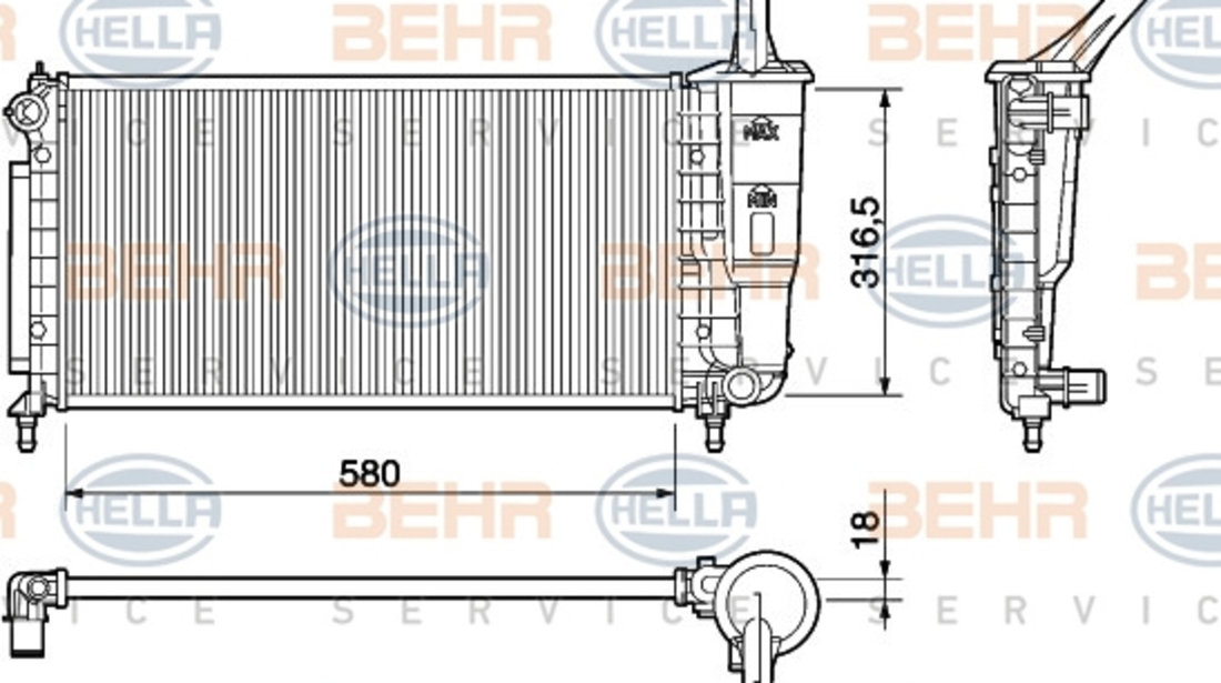 Radiator, racire motor (8MK376754384 HELLA) FIAT,LANCIA