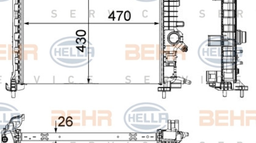 Radiator, racire motor (8MK376756451 HELLA) OPEL,VAUXHALL