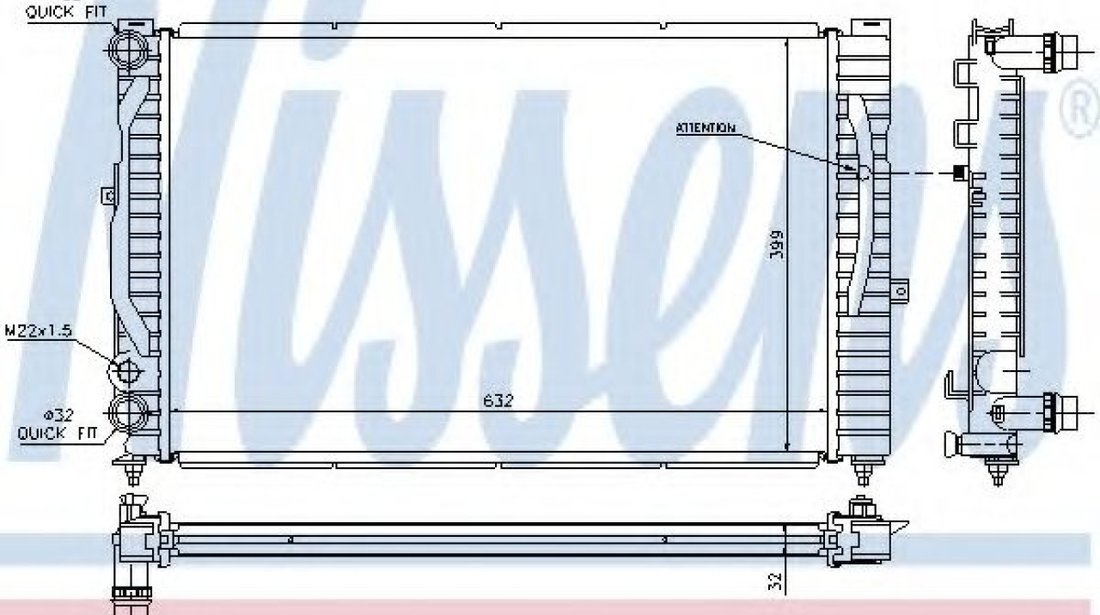 Radiator, racire motor AUDI A6 (4B2, C5) (1997 - 2005) NISSENS 60299 piesa NOUA