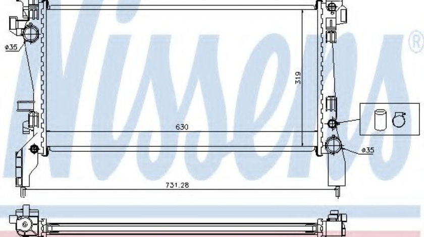 Radiator, racire motor CITROEN NEMO caroserie (AA) (2008 - 2016) NISSENS 636004 piesa NOUA