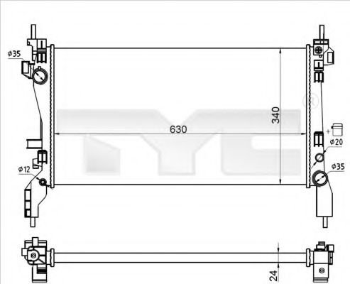 Radiator, racire motor CITROEN NEMO combi (2009 - 2016) TYC 709-0021-R piesa NOUA