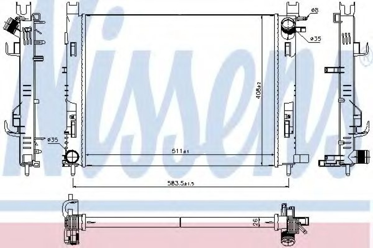 Radiator, racire motor DACIA LODGY (2012 - 2016) NISSENS 637624 piesa NOUA