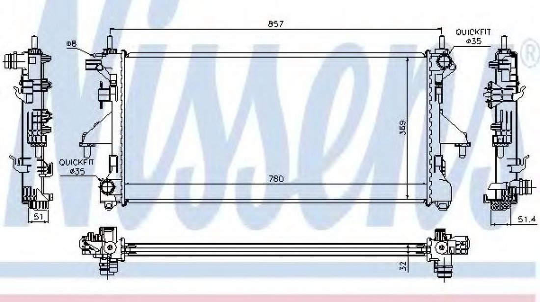 Radiator, racire motor FIAT DUCATO caroserie (250, 290) (2006 - 2016) NISSENS 63555A piesa NOUA