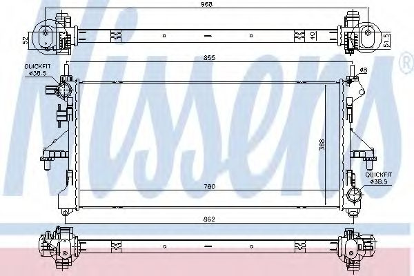 Radiator, racire motor FIAT DUCATO caroserie (250, 290) (2006 - 2016) NISSENS 63567 piesa NOUA