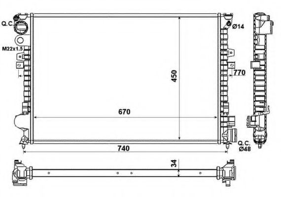 Radiator, racire motor FIAT SCUDO combinato (220P) (1996 - 2006) NRF 58993 piesa NOUA