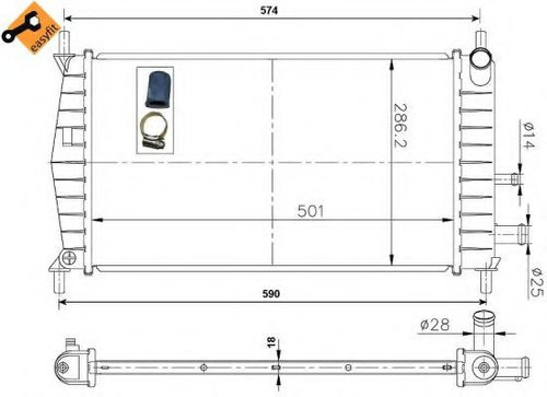 Radiator, racire motor FORD COURIER (J3, J5) (1996 - 2016) NRF 50131 piesa NOUA