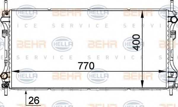 Radiator, racire motor FORD TRANSIT platou / sasiu (FM, FN) (2000 - 2006) HELLA 8MK 376 764-111 piesa NOUA