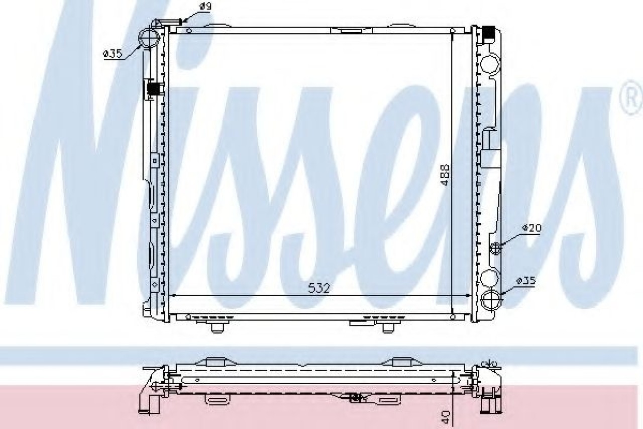 Radiator, racire motor MERCEDES E-CLASS (W124) (1993 - 1995) NISSENS 62696A piesa NOUA