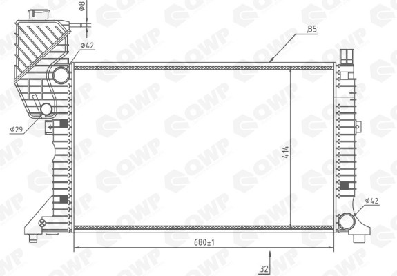 Radiator, racire motor MERCEDES SPRINTER 2-t bus (901, 902) (1995 - 2006) QWP WRA108 piesa NOUA